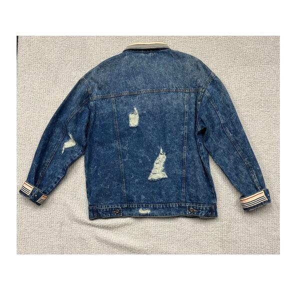 Inspired Women's Distressed Blue Denim Jacket Size L #64039 - Picture 2 of 3